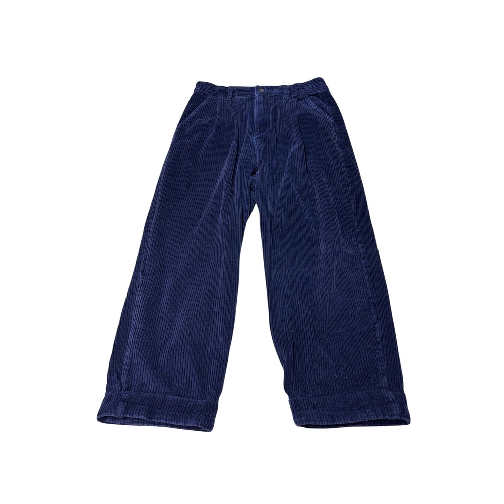 J. Peterman Womens Navy Blue Corduroy Wide Leg Pleated Pants 6 W28 L22 Cotton
